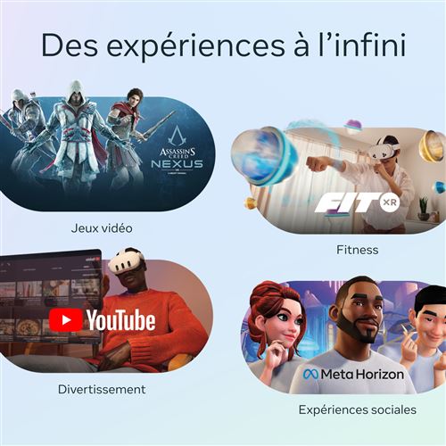 Casque de réalité virtuelle et mixte Meta Quest 3S 256 Go Blanc – Image 2